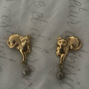Gold cat earrings
